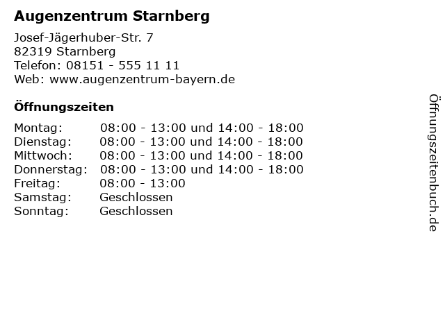 Augenzentrum Starnberg in Starnberg: Adresse und Öffnungszeiten