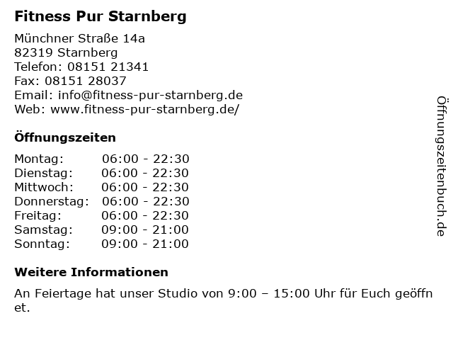 Fitness Pur Starnberg in Starnberg: Adresse und Öffnungszeiten