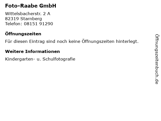 Foto-Raabe GmbH in Starnberg: Adresse und Öffnungszeiten