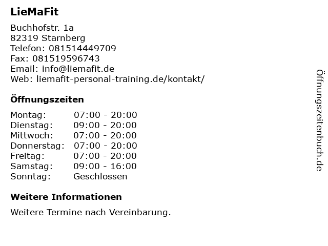 LieMaFit in Starnberg: Adresse und Öffnungszeiten