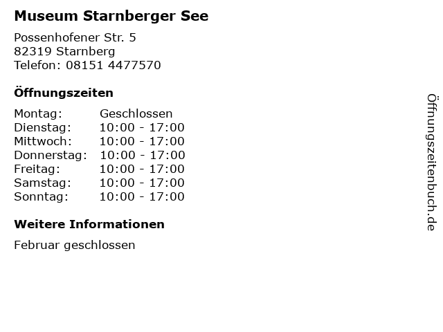 Museum Starnberger See in Starnberg: Adresse und Öffnungszeiten