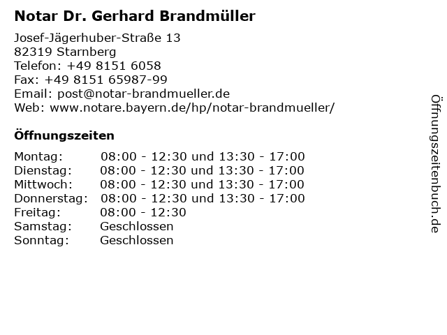 Notar Dr. Gerhard Brandmüller in Starnberg: Adresse und Öffnungszeiten