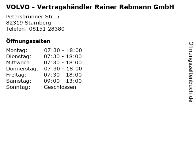 VOLVO - Vertragshändler Rainer Rebmann GmbH in Starnberg: Adresse und Öffnungszeiten