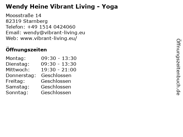 Wendy Heine Vibrant Living - Yoga in Starnberg: Adresse und Öffnungszeiten