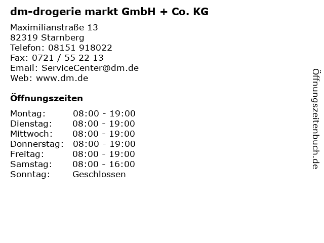 dm-drogerie markt GmbH + Co. KG in Starnberg: Adresse und Öffnungszeiten