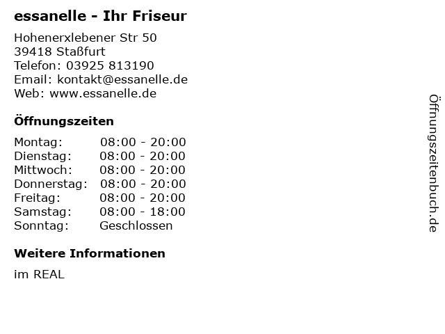 essanelle - Ihr Friseur in Staßfurt: Adresse und Öffnungszeiten