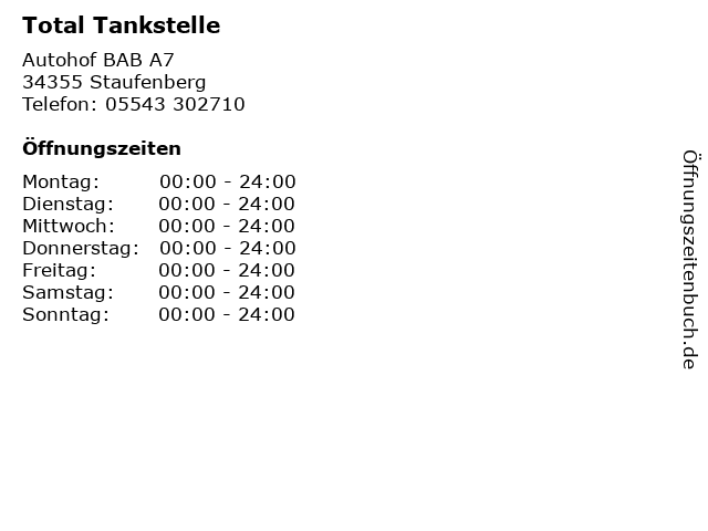 Total Tankstelle in Staufenberg: Adresse und Öffnungszeiten
