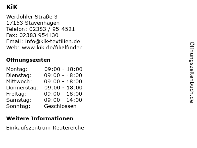 KiK in Stavenhagen: Adresse und Öffnungszeiten