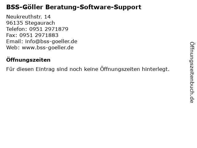 BSS-Göller Beratung-Software-Support in Stegaurach: Adresse und Öffnungszeiten