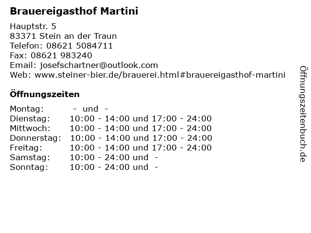 Brauereigasthof Martini in Stein an der Traun: Adresse und Öffnungszeiten