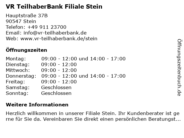 á… Offnungszeiten Volksbank Raiffeisenbank Nurnberg Eg Kompetenzzentrum Stein Hauptstrasse 37b In Stein