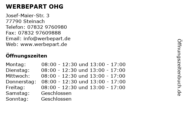 WERBEPART OHG in Steinach: Adresse und Öffnungszeiten