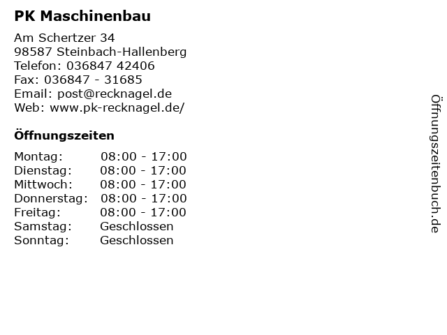 PK Maschinenbau in Steinbach-Hallenberg: Adresse und Öffnungszeiten