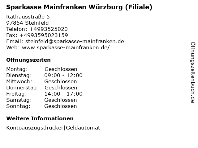 ᐅ Offnungszeiten Sparkasse Mainfranken Wurzburg