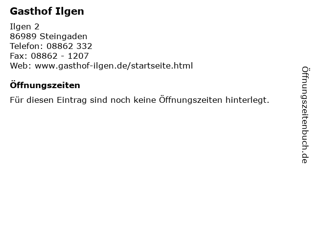 Gasthof Ilgen in Steingaden: Adresse und Öffnungszeiten