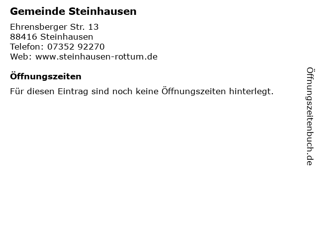 Gemeinde Steinhausen in Steinhausen: Adresse und Öffnungszeiten