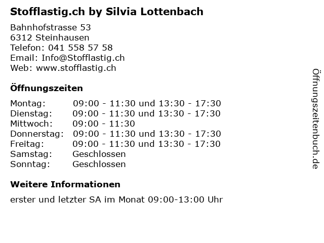 Stofflastig.ch by Silvia Lottenbach in Steinhausen: Adresse und Öffnungszeiten