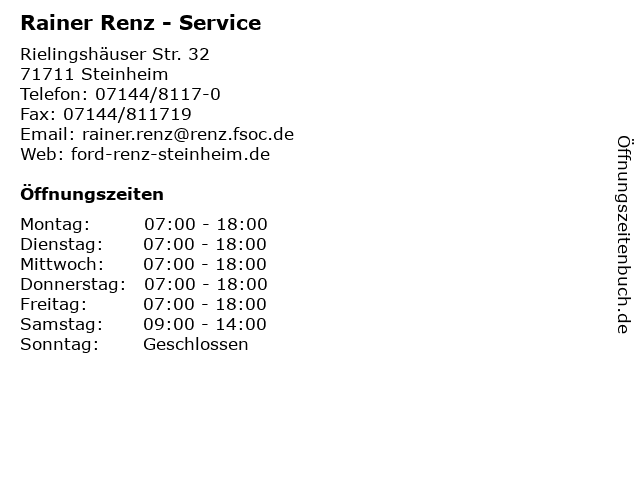 Rainer Renz - Service in Steinheim: Adresse und Öffnungszeiten