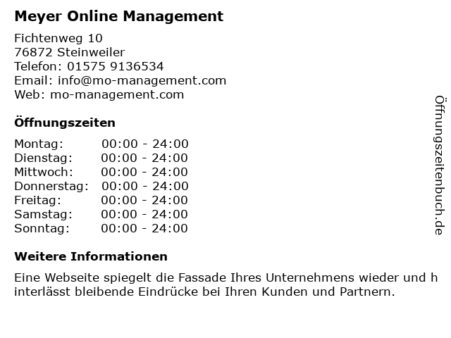 Meyer Online Management in Steinweiler: Adresse und Öffnungszeiten