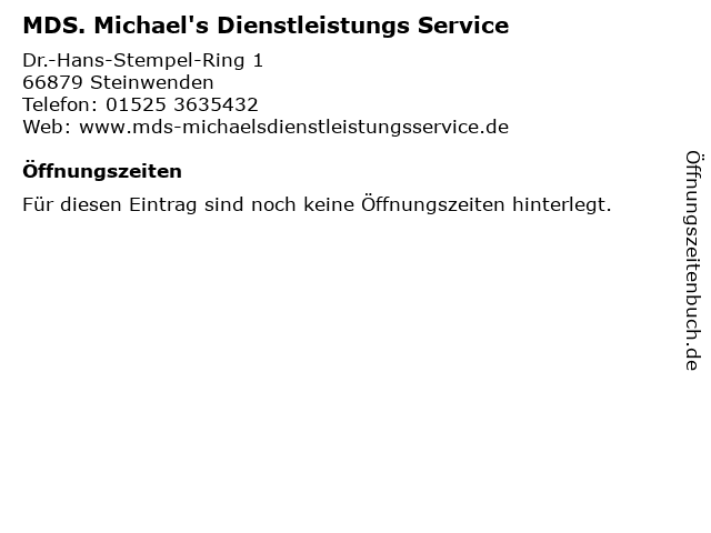 MDS. Michael's Dienstleistungs Service in Steinwenden: Adresse und Öffnungszeiten