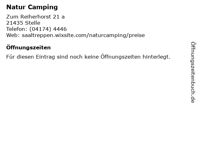 Natur Camping in Stelle: Adresse und Öffnungszeiten