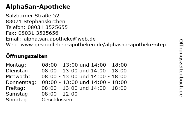 AlphaSan-Apotheke in Stephanskirchen: Adresse und Öffnungszeiten
