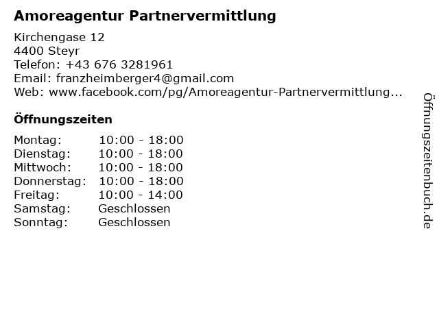 Amoreagentur Partnervermittlung in Steyr - ffnungszeitenBuch