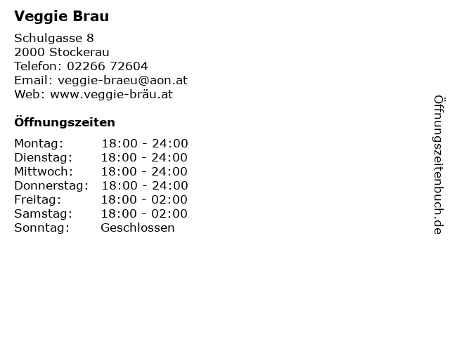 Veggie Brau in Stockerau: Adresse und Öffnungszeiten