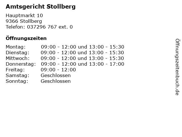 Amtsgericht Stollberg in Stollberg: Adresse und Öffnungszeiten