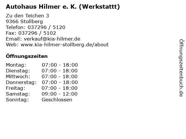 Autohaus Hilmer e. K. (Werkstattt) in Stollberg: Adresse und Öffnungszeiten