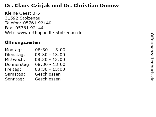 Dr. Claus Czirjak und Dr. Christian Donow in Stolzenau: Adresse und Öffnungszeiten