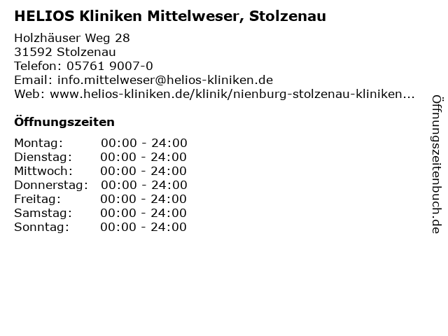 HELIOS Kliniken Mittelweser, Stolzenau in Stolzenau: Adresse und Öffnungszeiten