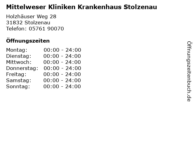 Mittelweser Kliniken Krankenhaus Stolzenau in Stolzenau: Adresse und Öffnungszeiten