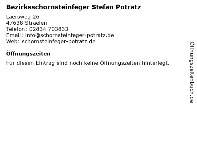 Bezirksschornsteinfeger Stefan Potratz in Straelen: Adresse und Öffnungszeiten