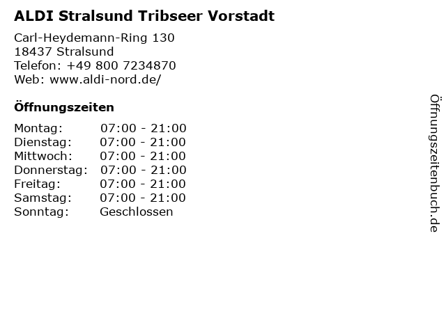 ALDI Stralsund Tribseer Vorstadt in Stralsund: Adresse und Öffnungszeiten