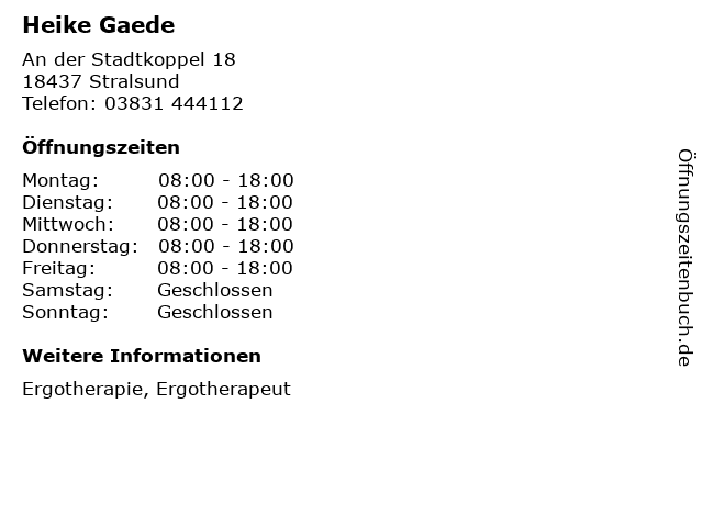 Heike Gaede in Stralsund: Adresse und Öffnungszeiten