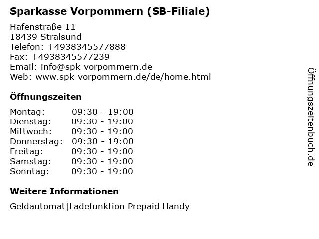 Á Offnungszeiten Sparkasse Vorpommern Sb Filiale Stralsund Ozeaneum Hafenstrasse 11 In Stralsund