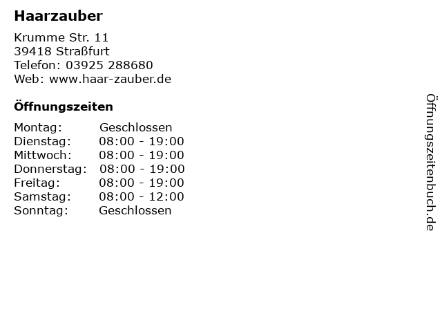 Haarzauber in Straßfurt: Adresse und Öffnungszeiten