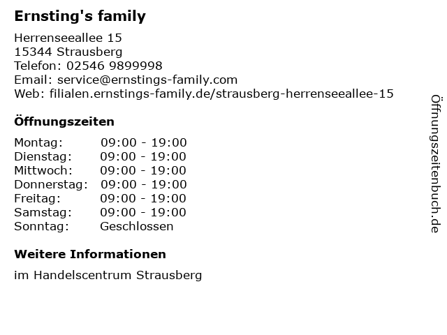 Ernsting's family in Strausberg: Adresse und Öffnungszeiten