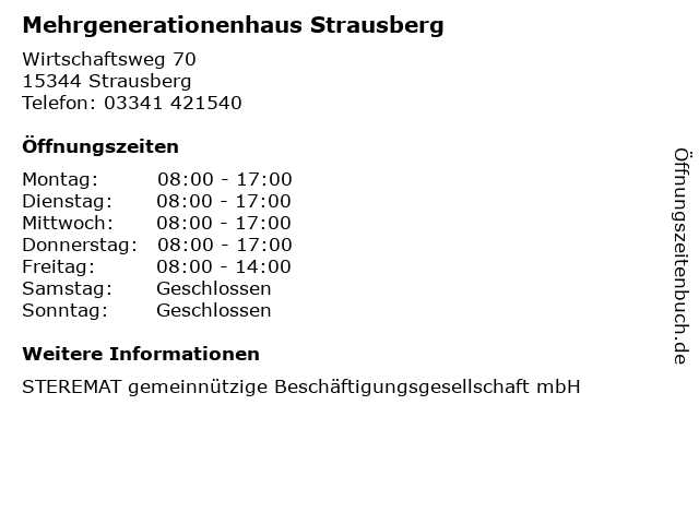 Mehrgenerationenhaus Strausberg in Strausberg: Adresse und Öffnungszeiten
