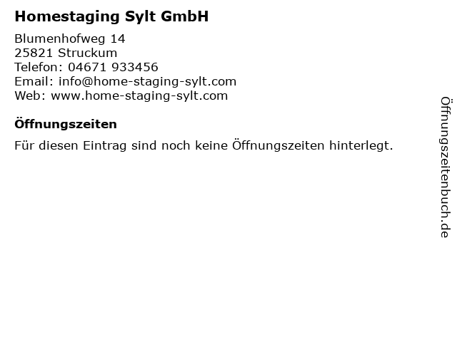 Homestaging Sylt GmbH in Struckum: Adresse und Öffnungszeiten