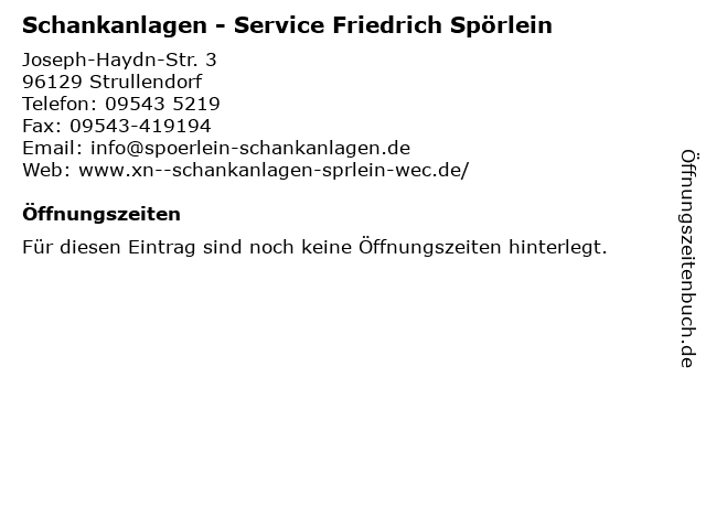 Schankanlagen - Service Friedrich Spörlein in Strullendorf: Adresse und Öffnungszeiten