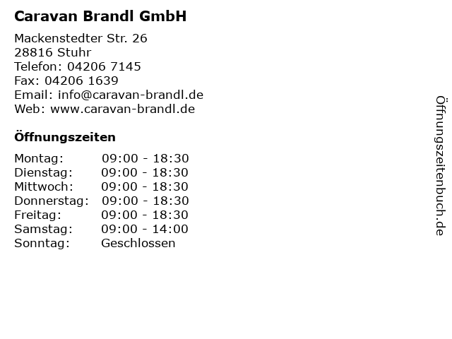 ᐅ Öffnungszeiten „Caravan Brandl GmbH“