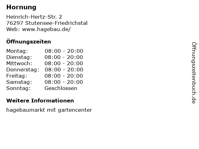 Hornung in Stutensee-Friedrichstal: Adresse und Öffnungszeiten