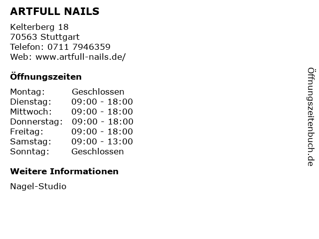 ARTFULL NAILS in Stuttgart: Adresse und Öffnungszeiten