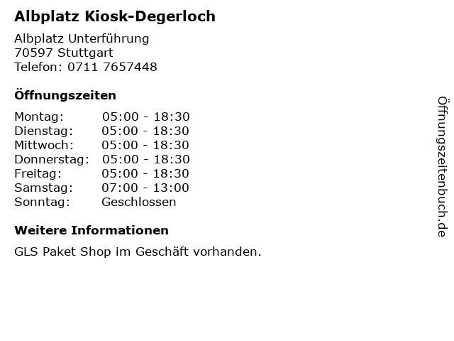 Albplatz Kiosk-Degerloch in Stuttgart: Adresse und Öffnungszeiten