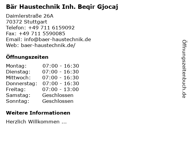 Andreas Bär in Stuttgart: Adresse und Öffnungszeiten