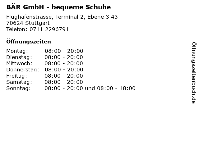 BÄR GmbH - bequeme Schuhe in Stuttgart: Adresse und Öffnungszeiten
