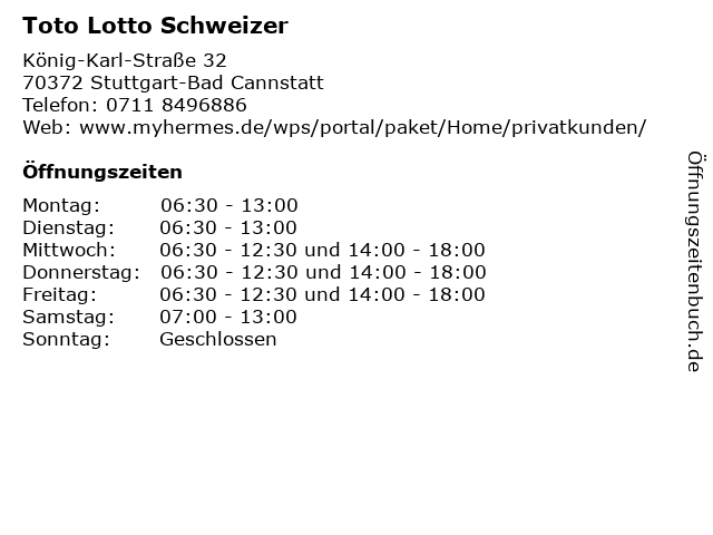 Toto Lotto Schweizer in Stuttgart-Bad Cannstatt: Adresse und Öffnungszeiten