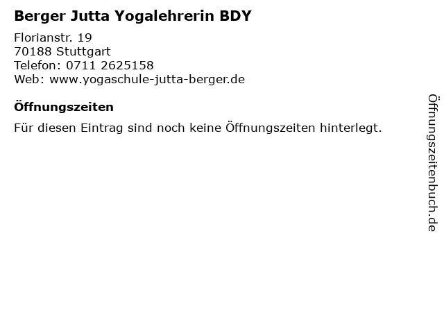 Berger Jutta Yogalehrerin BDY in Stuttgart: Adresse und Öffnungszeiten